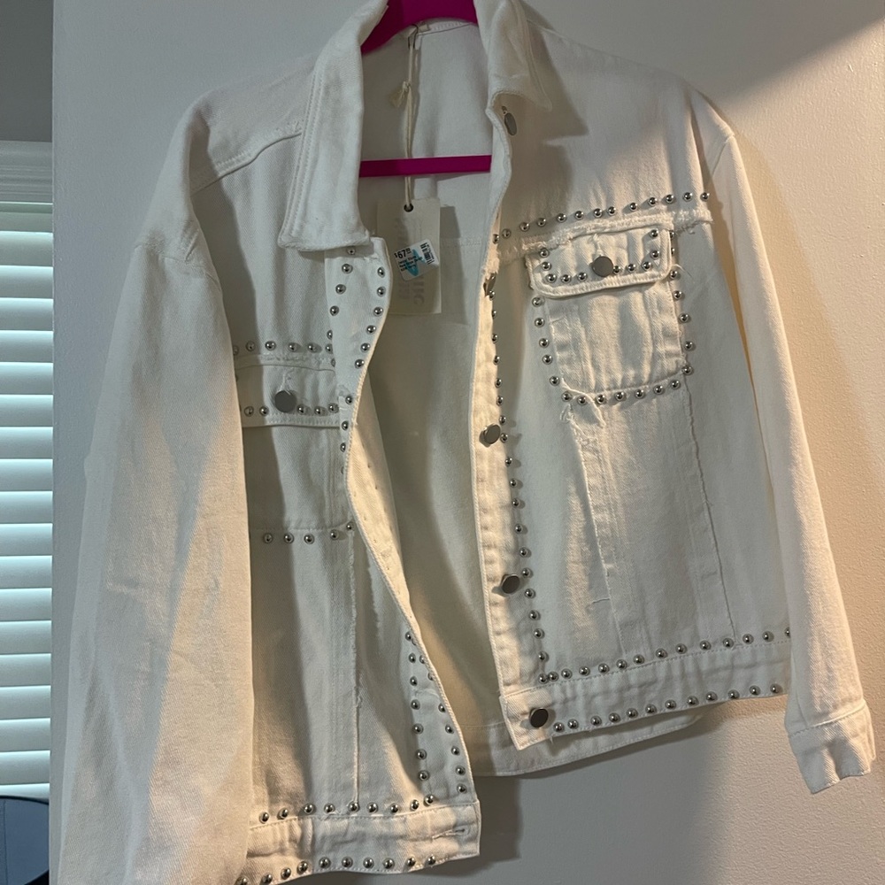 Studded White Denim Jacket